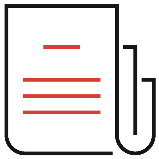 A black and red line drawing of a document  Description automatically generated