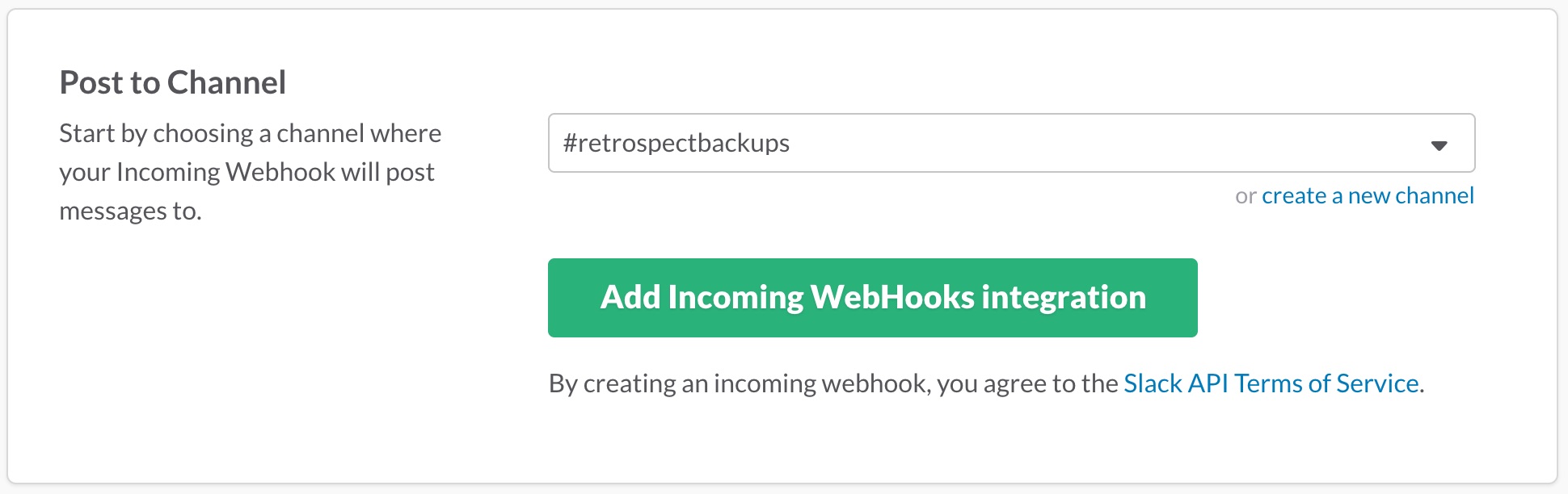Add Incoming WebHooks integration for Retrospect