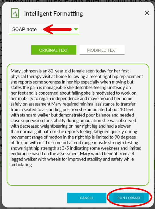 IntelligentFormatting-MVA-SOAP-RUN FORMAT
