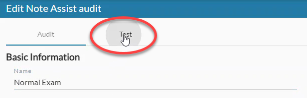 NoteAssist-Audit-click-Test-tab