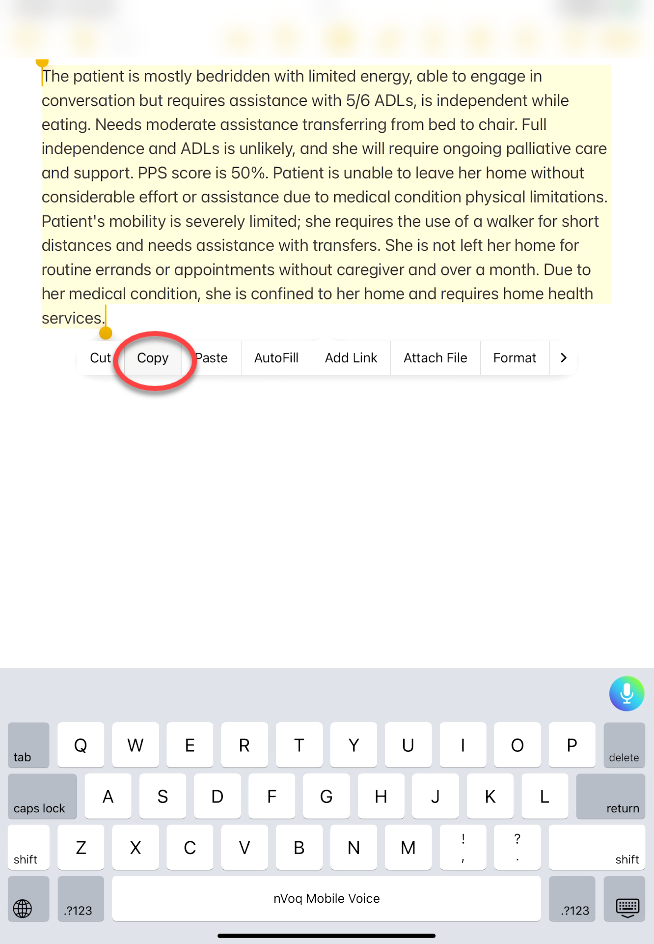 NoteAssist-copy-and-tap-dictation-button-yellow Notes app.png