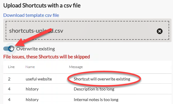 Shortcuts-upload-issues-overwrite-17-0-0