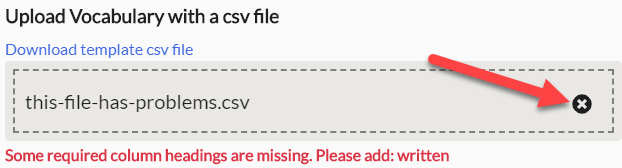 Vocabulary-upload-required-info-missing