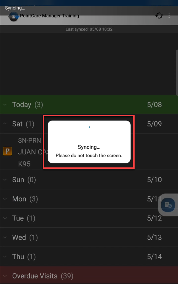 Voice-Android-nVoq EHR Sync-PointCare-syncing.png