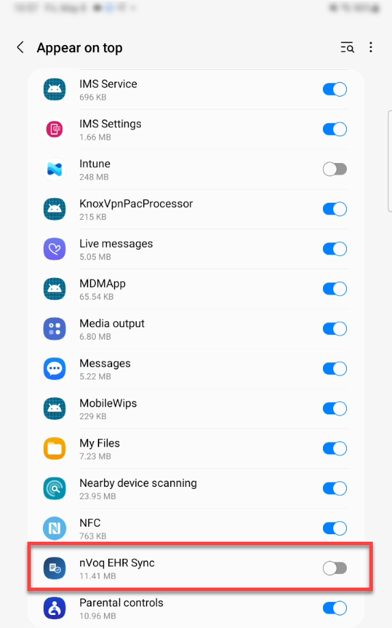 Voice-Android-nVoq EHR Sync-enable-appear-on-top.png