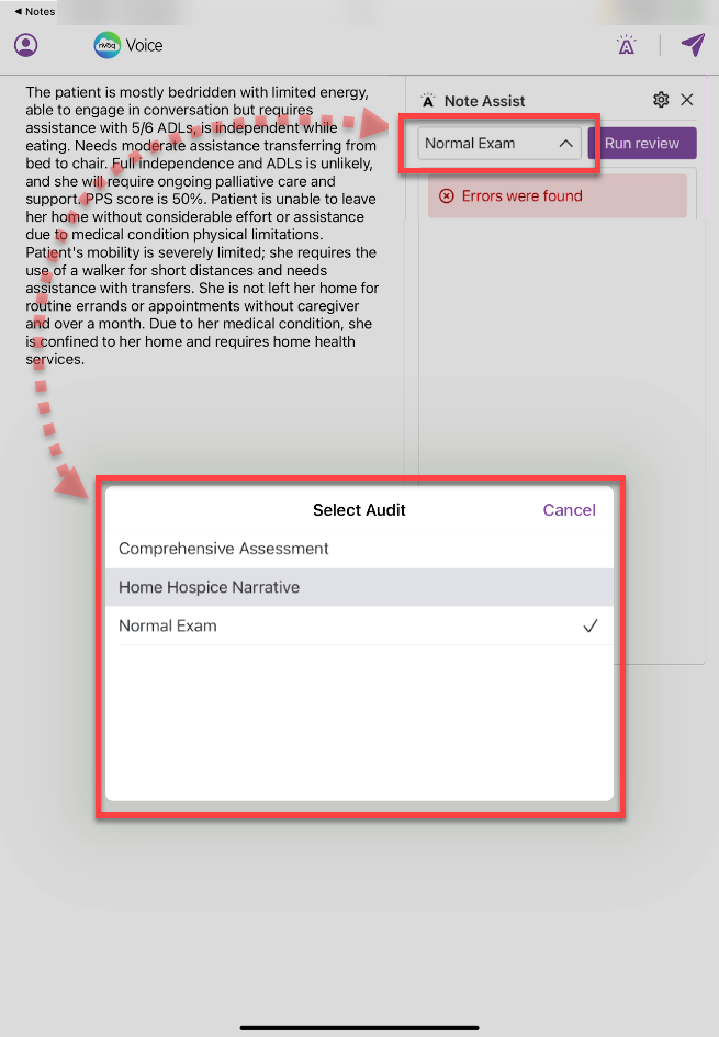 iOSMV-NoteAssist-select-audit-run review.png
