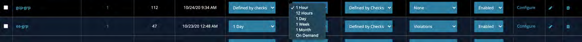 Screenshot of the Report Generation dropdown showing options including On Demand and scheduled intervals.