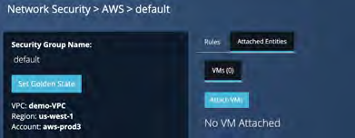 Smaller screenshot showing the Attach VM dialog or the Attached Entities pane with a message No VM Attached and an Attach VM button