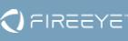 FireEye logo — white circular emblem and FIREEYE wordmark on a blue background, bottom-right of page