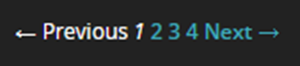 Pagination control screenshot showing ← Previous 1 2 3 4 Next → on a dark background for navigating user list pages.