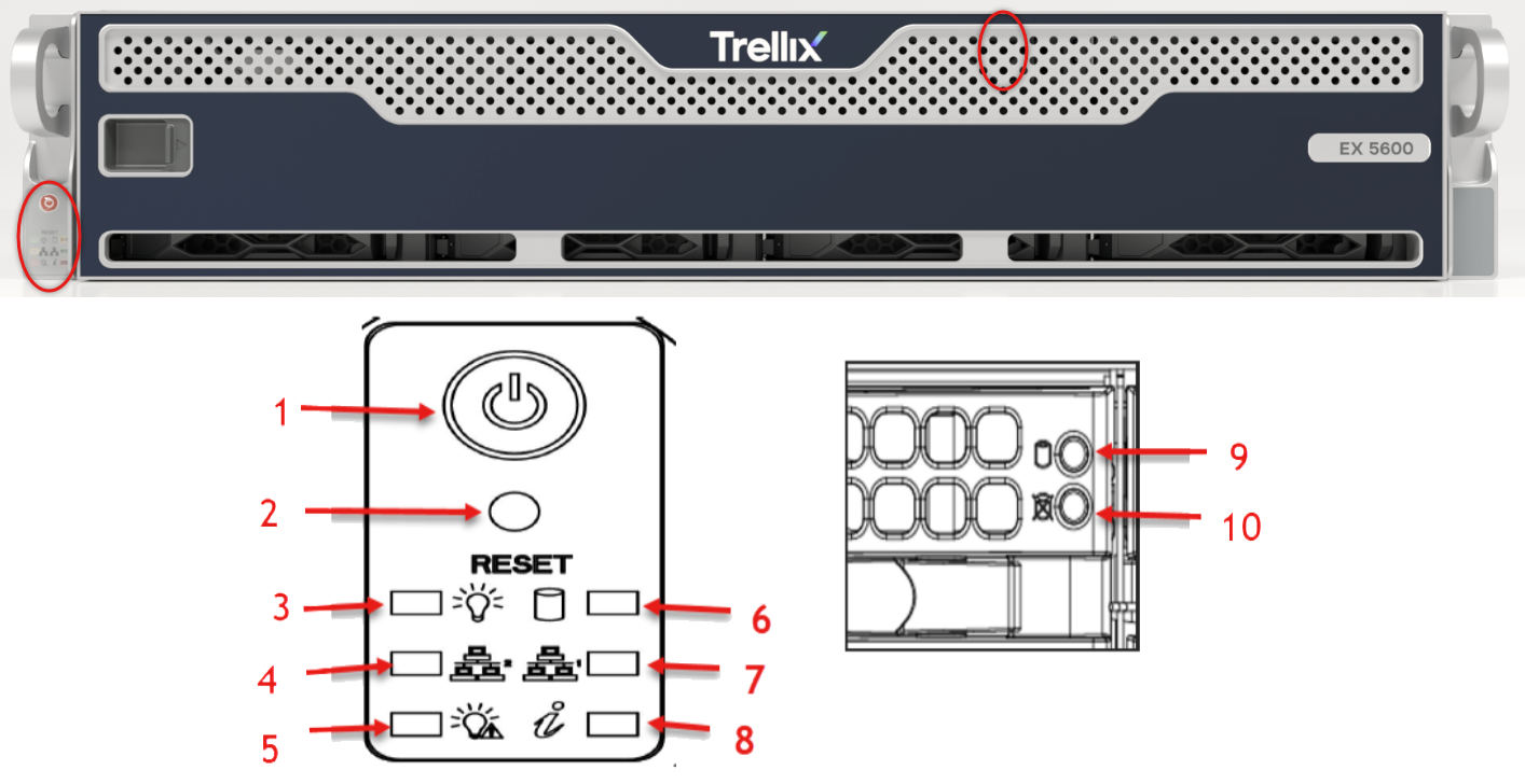 Front view photograph of the EX 5600 showing the full front panel and bezel — horizontal rack-mount image