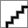 Warning icon inside square with stair-like graphic — black icon on light background