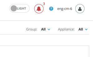 Screenshot of the Web UI in LIGHT theme showing a blue header labeled LIGHT and top navigation controls (theme toggle, notifications, help, username).