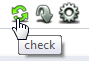 Close-up image of the check button icon and a cursor pointing at it with tooltip check.