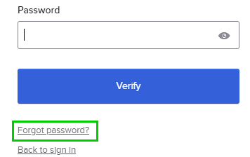 Password input field with eye icon and a blue Verify button below it.