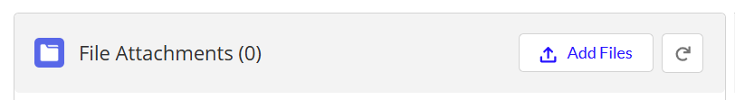 File Attachments panel showing File Attachments (0) with an Add Files button on the right