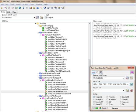 SNMP set output
