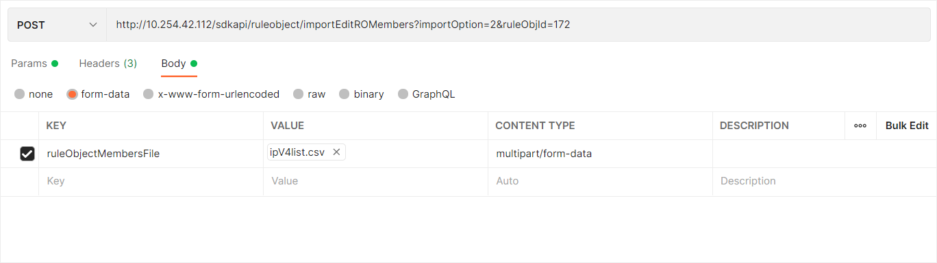 POST request to edit an existing rule object