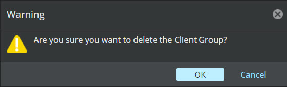 Warning message for deletion of Client Group