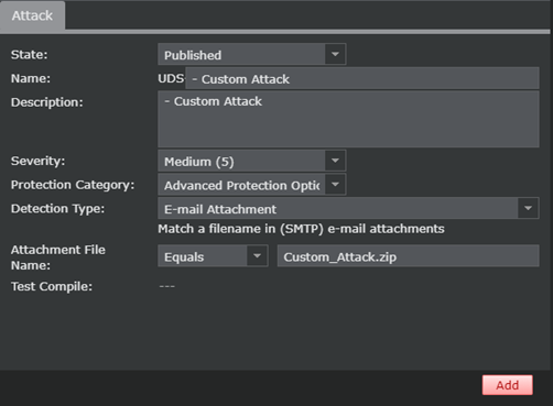 Custom attack to detect an email attachment by its file name