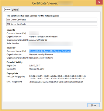 View the re-signing certificate in the browser