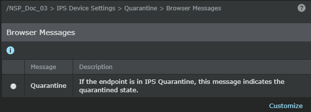 Customize Quarantine browser message