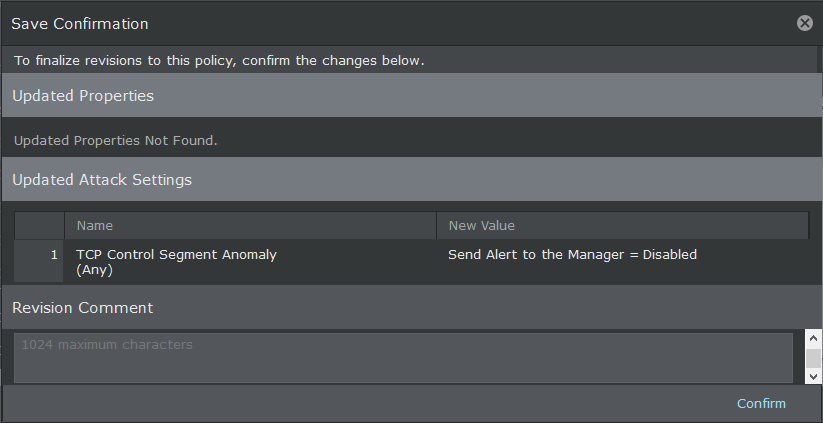 Confirmation message