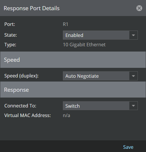 Configure Response Port window