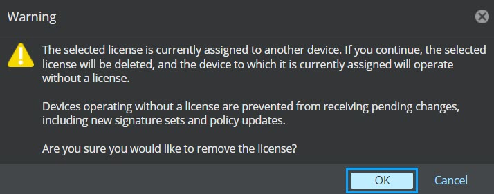 Warning dialog box