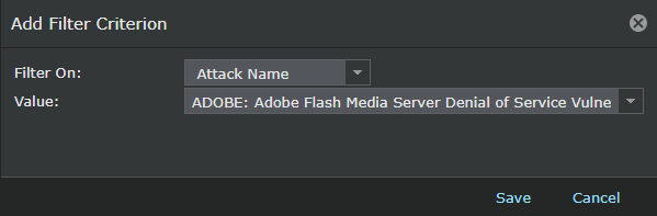 Add Filter Criterion dialog