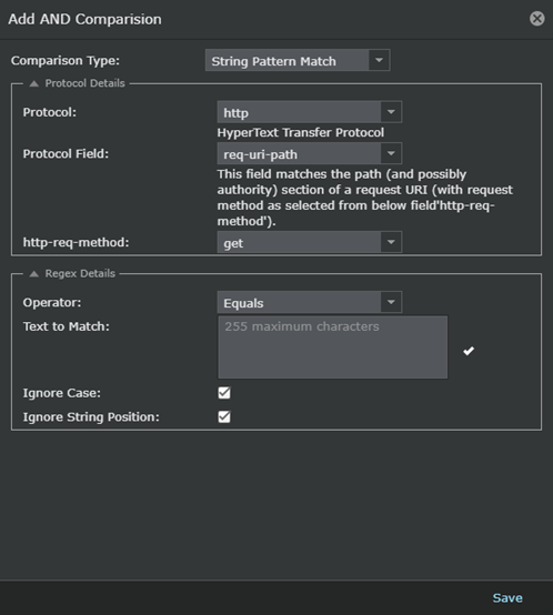 Configure Comparison window