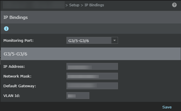 Configure IP details for monitoring ports