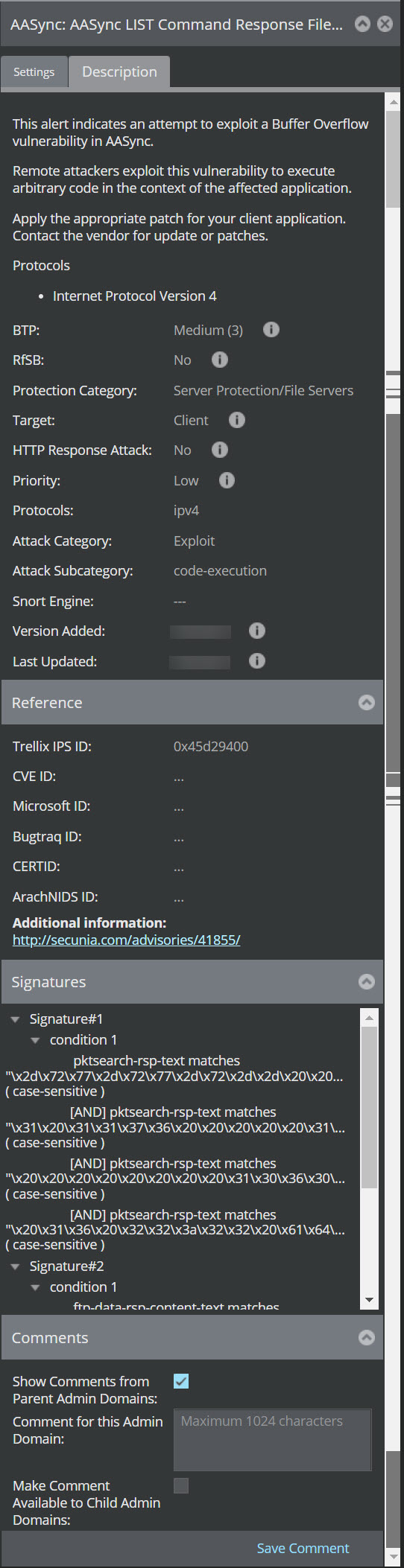 Description tab