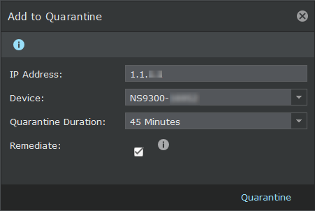 Quarantine Endpoint dialog