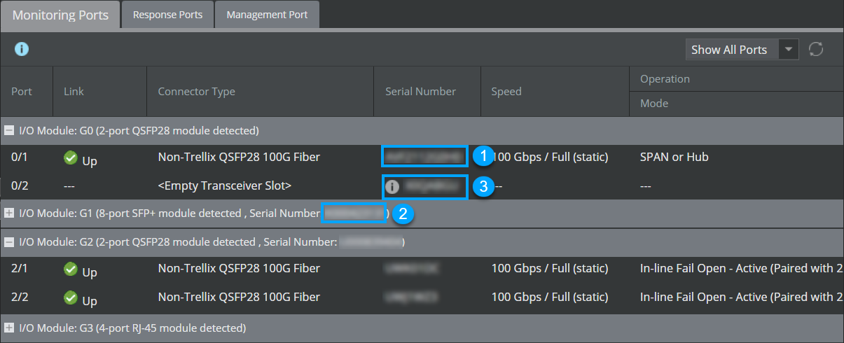 Display options for Serial Number