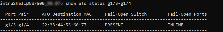 show fail-open port for a specific port-pair