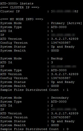 lbstats output from the primary node