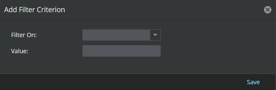 Add Filter Criterion dialog