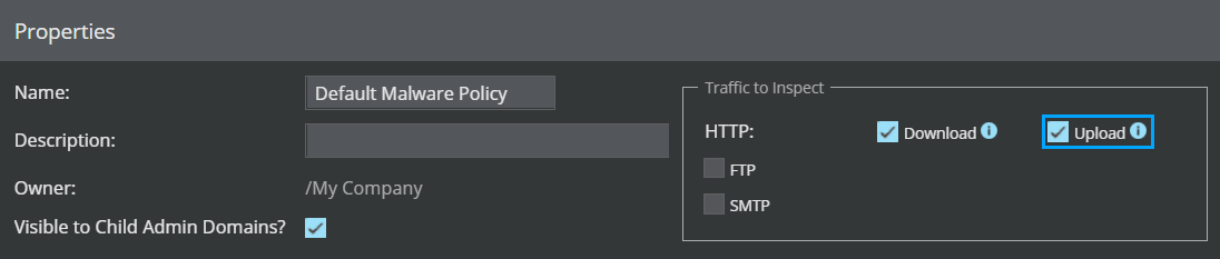 Selecting HTTP Upload option