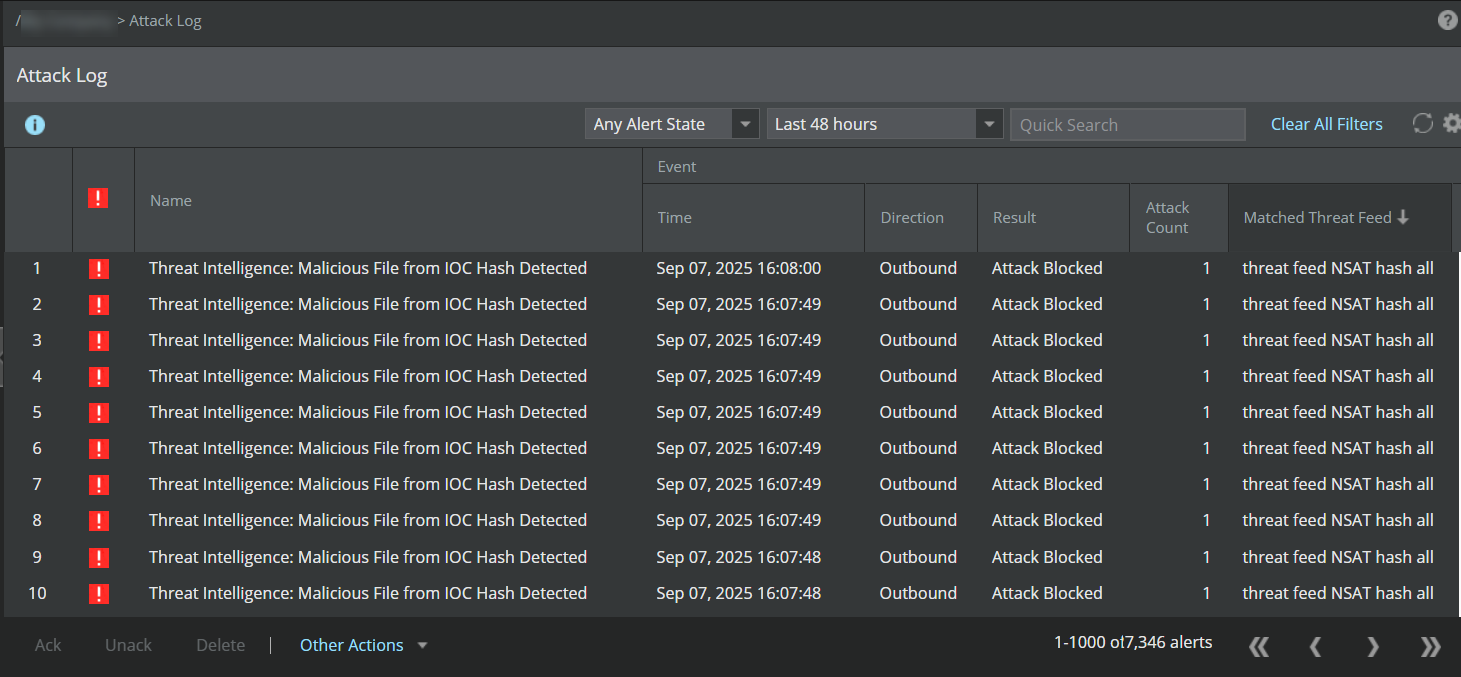 Attack log