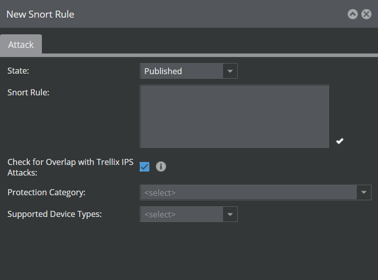 New Snort Rule window
