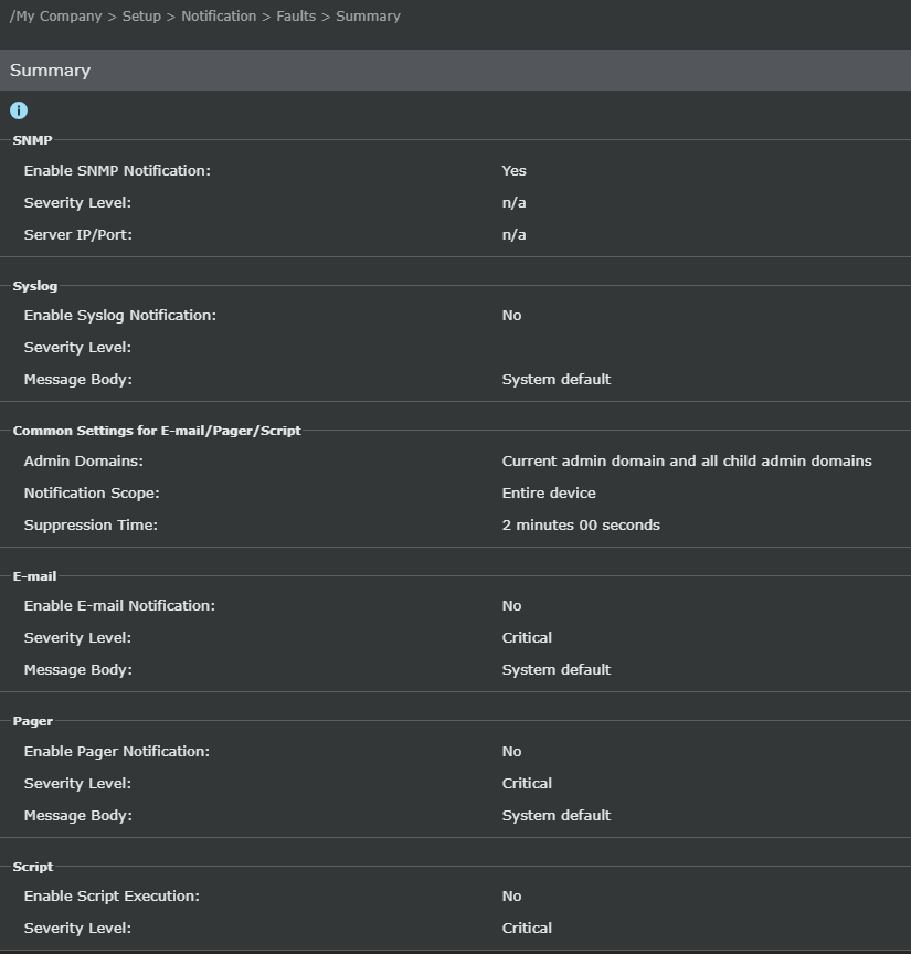 Fault Notification Details