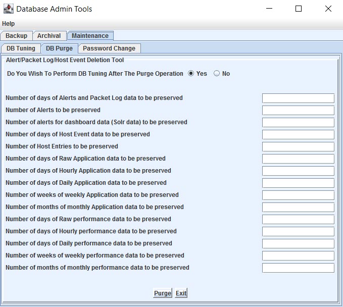 Database Admin Tools - DB Purge Tab