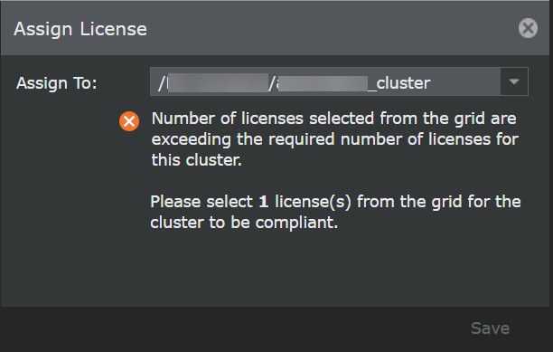 Assign License details panel