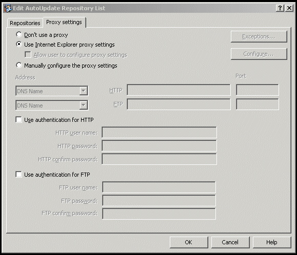 Proxy settings