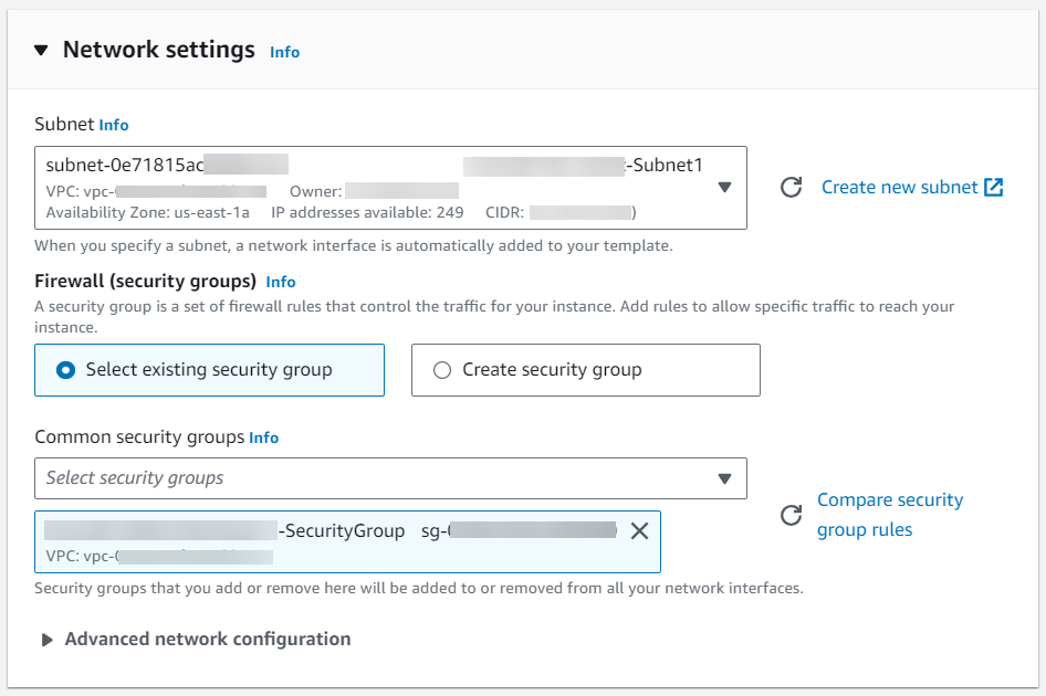 Network settings details