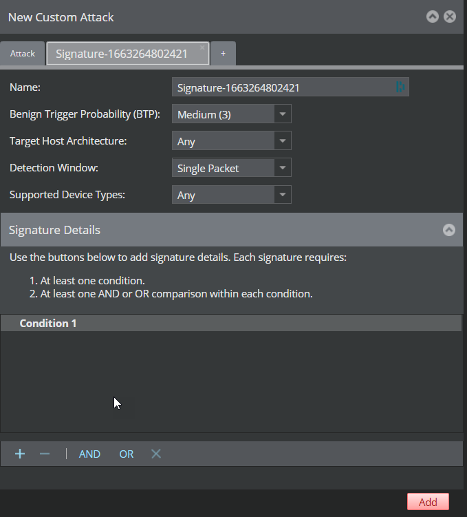 New Signature window
