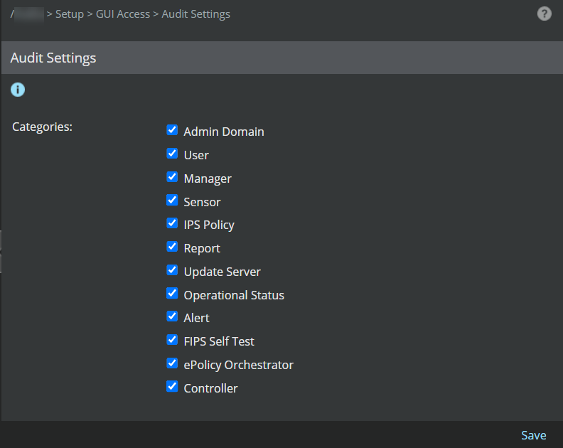 Audit Log Parameters