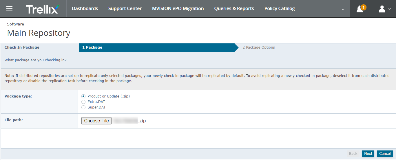 Uploading Trellix Agent package