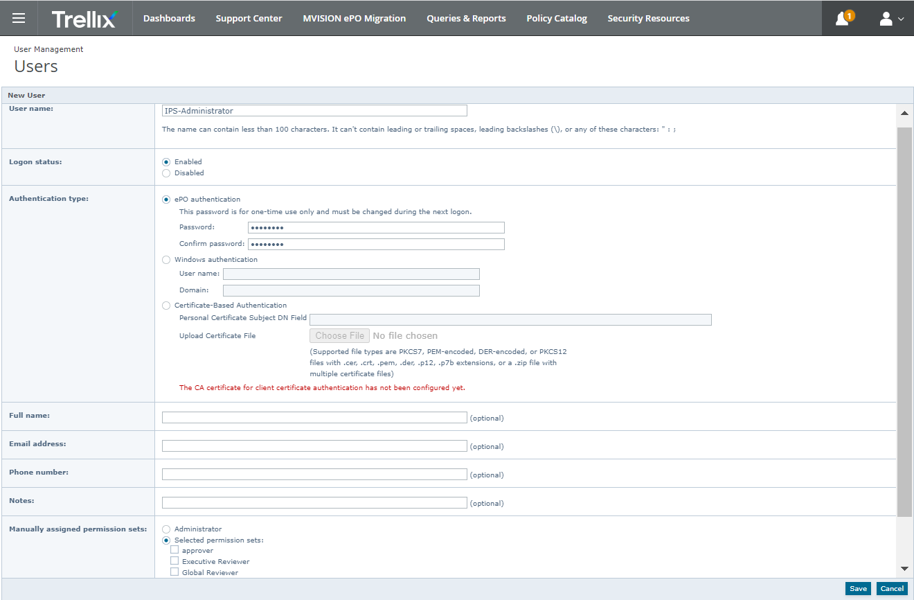 Creating a new user and assigning permission